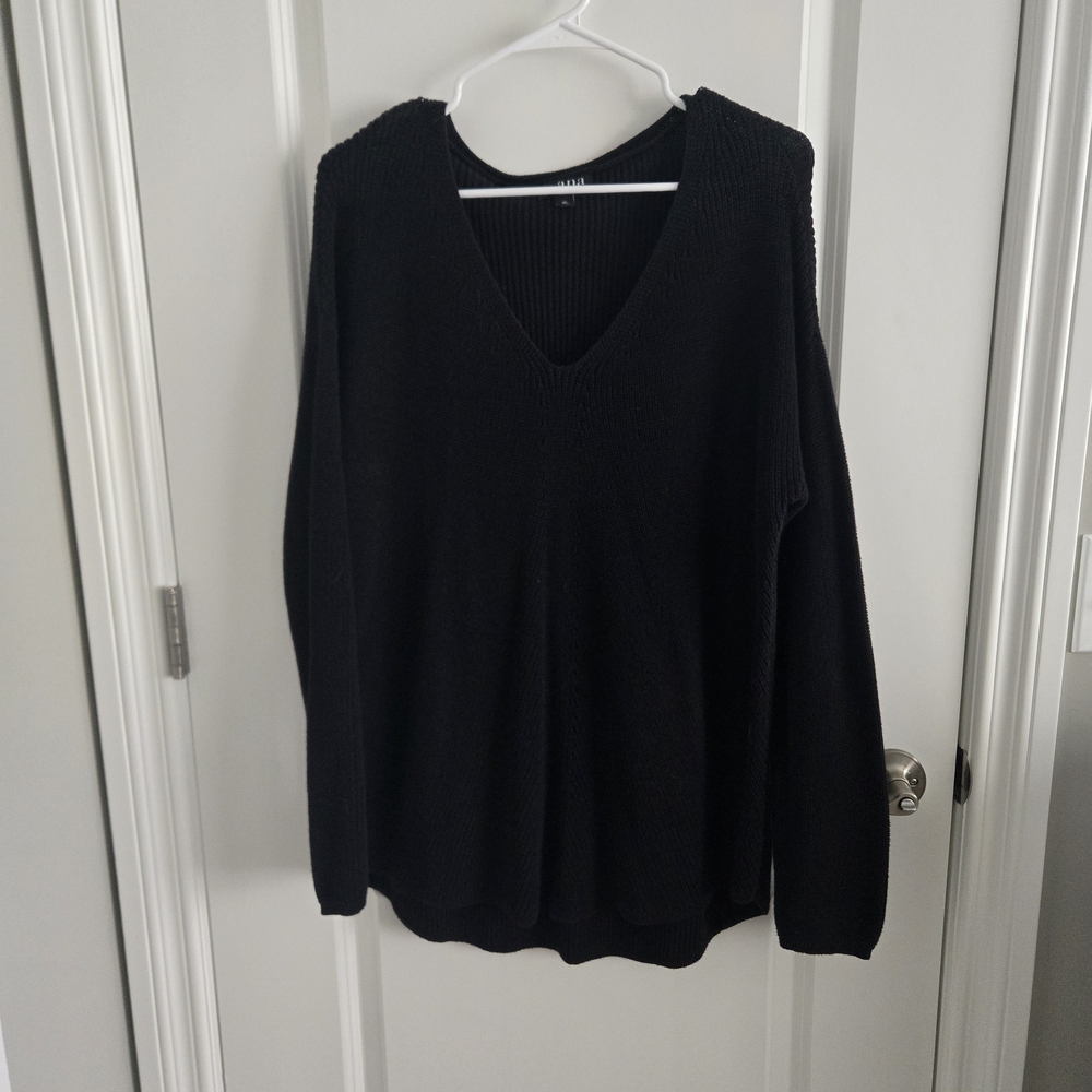 a.n.a Black V-Neck Sweater